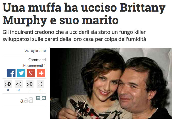 una muffa ha ucciso brittany Murphy e suo marito